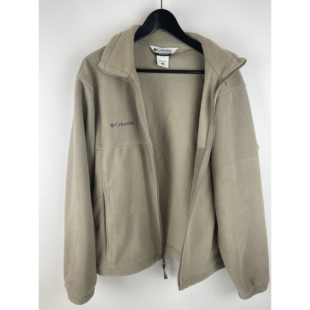 Vintage Columbia Rare Full Zip‎ Fleece Jacket Size Large Tan Size Women's Medium